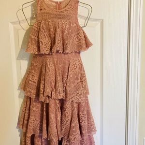 girl's dress, beautiful long, rose gold color